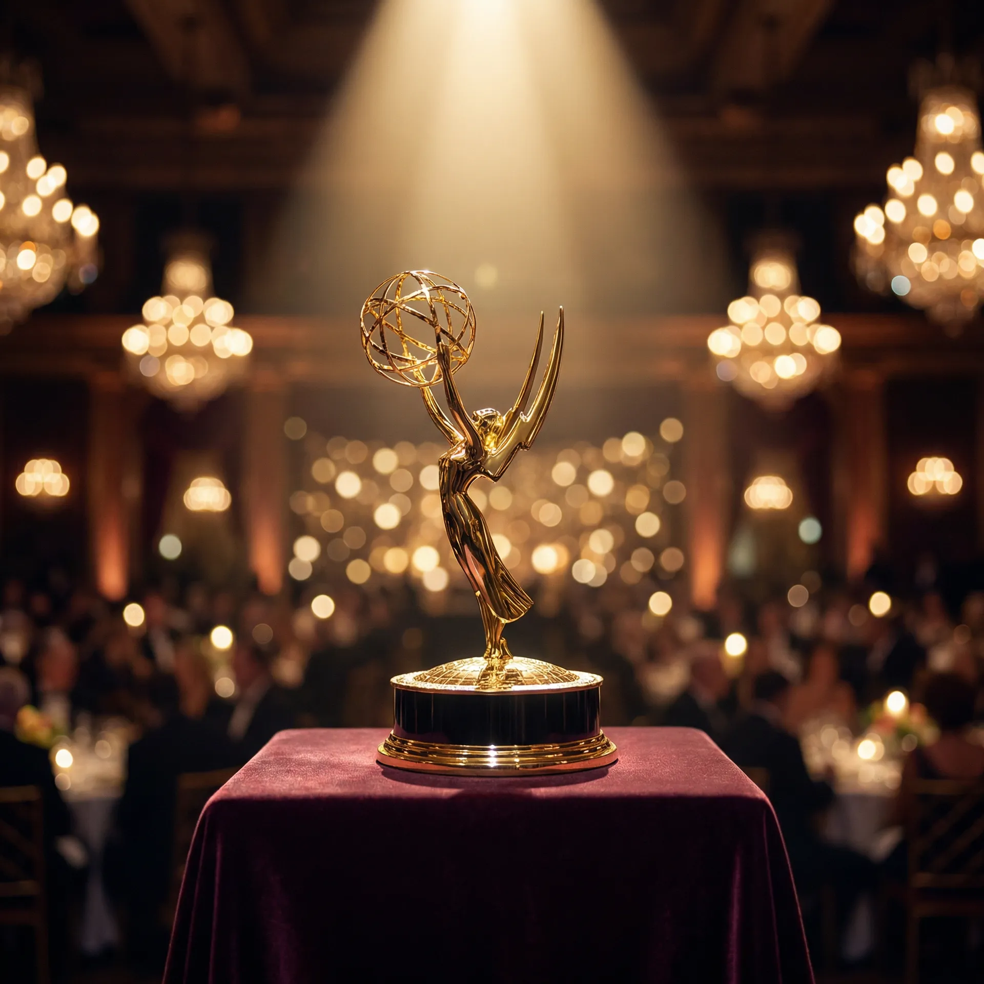 国产视频 奖项追踪 - 金色奖杯在聚光灯下